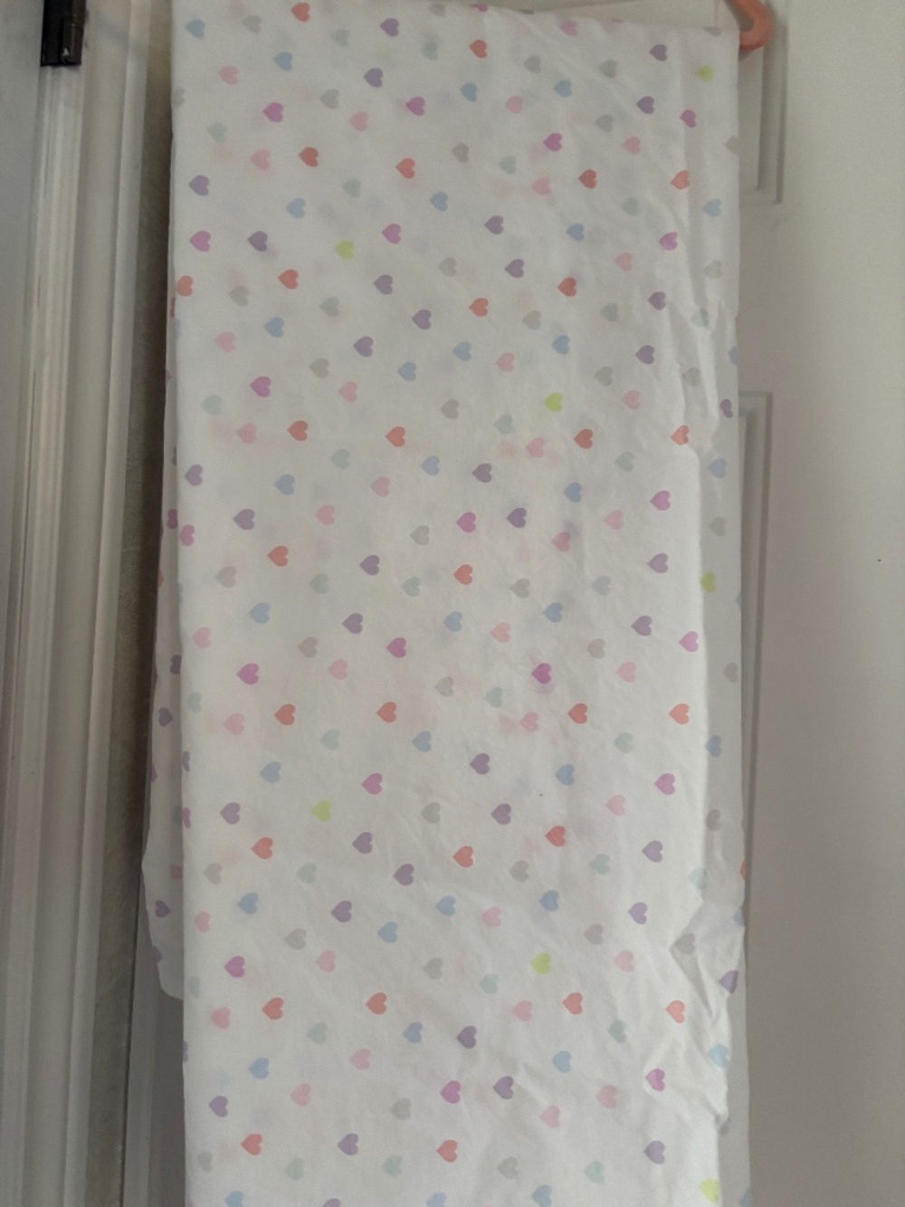 Pottery Barn Kids Twin Flat Sheet - Pastel Heart Pattern White